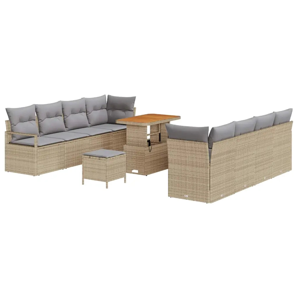 Set Divano da Giardino con cuscino 11 pcs Beige polyrattan 3362502