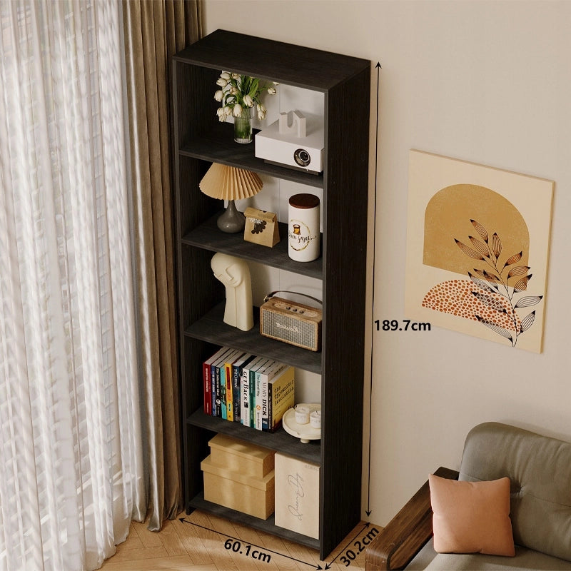 Libreria moderna in stile loft con 5 ripiani, alta, nera, per soggiorno