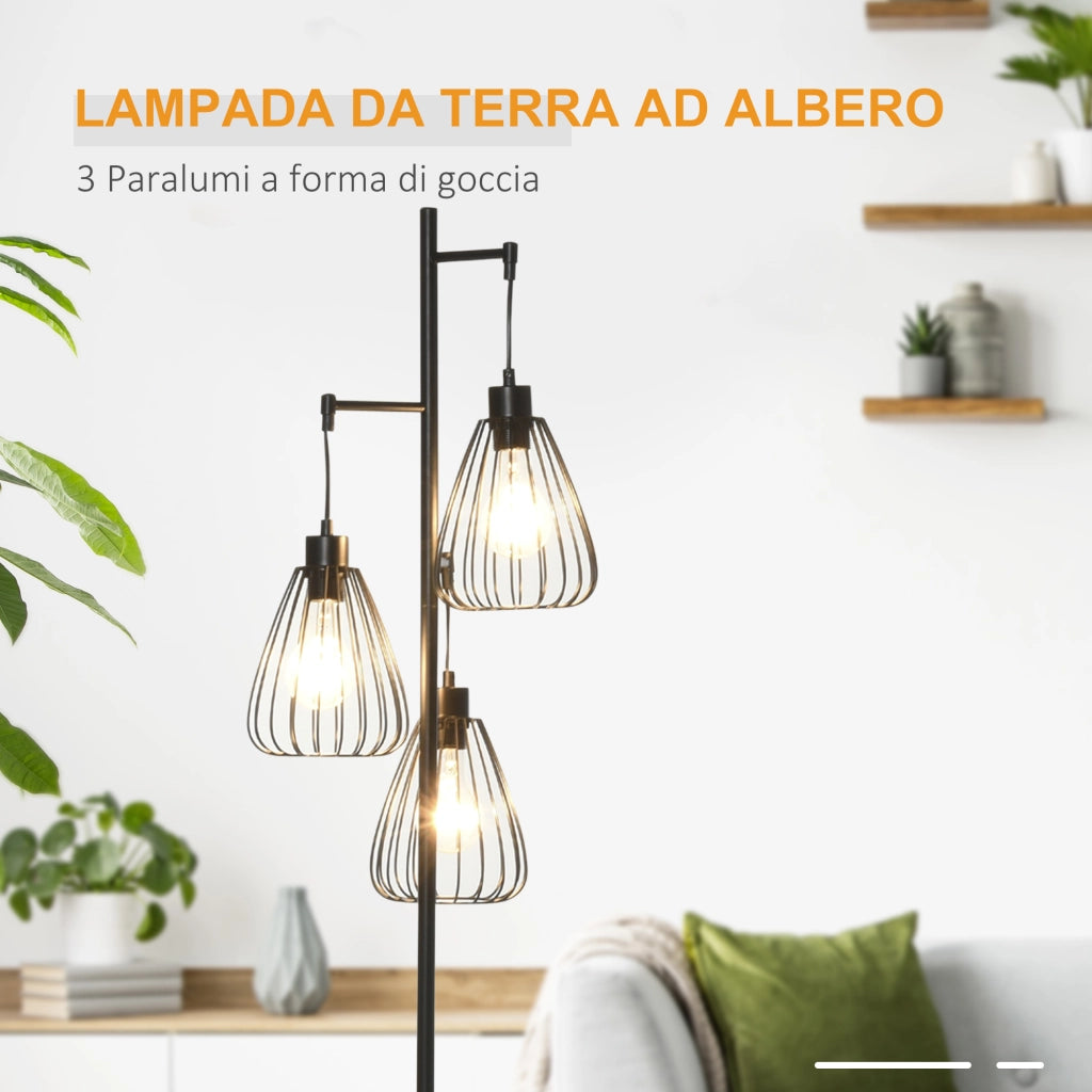 Lampada da Terra Industriale Vintage ¨C Minimal ¨C Nero, Metallo, §¶35x170cm