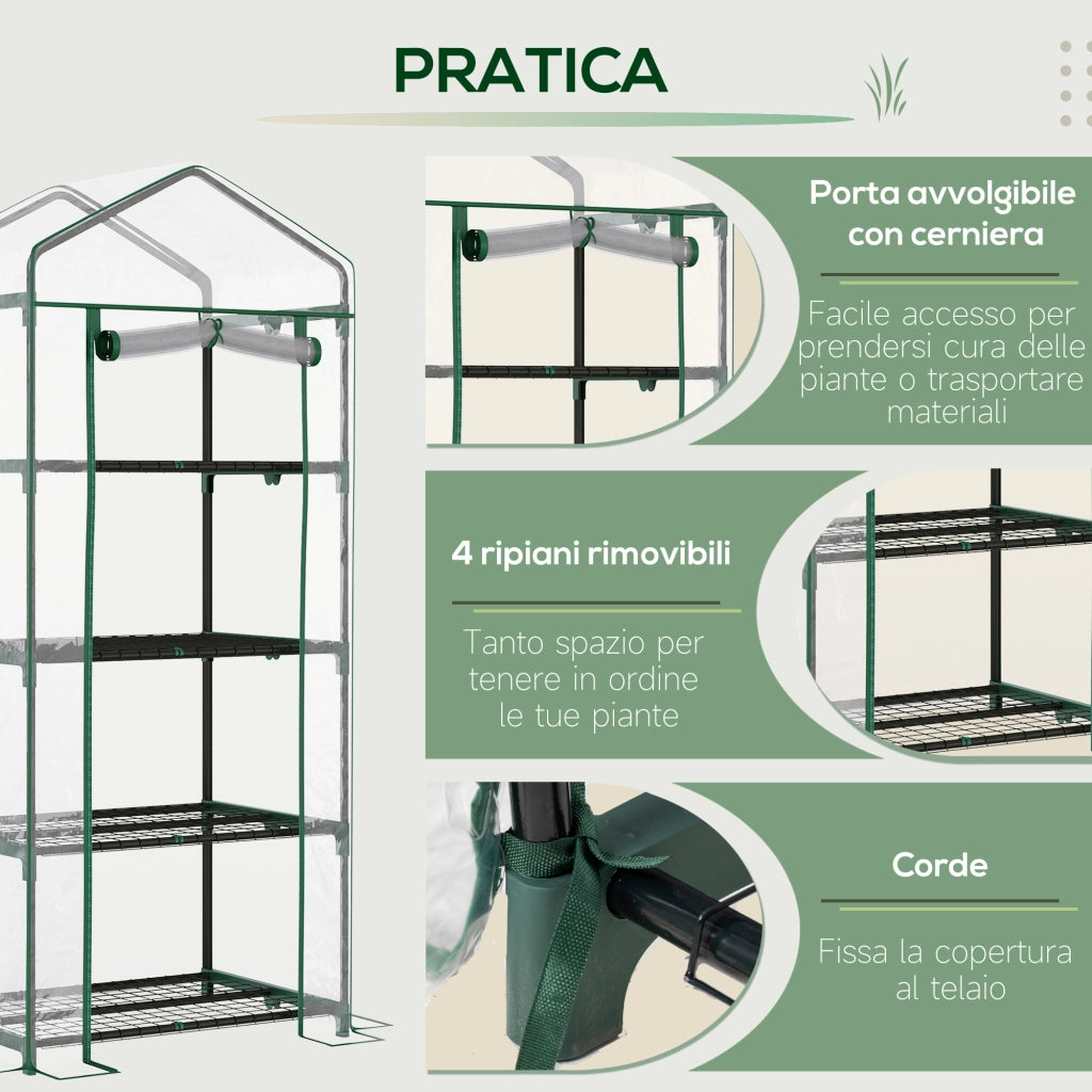 Serra da Balcone 4 Ripiani ¨C Xylo ¨C PVC Trasparente 70x50x160cm