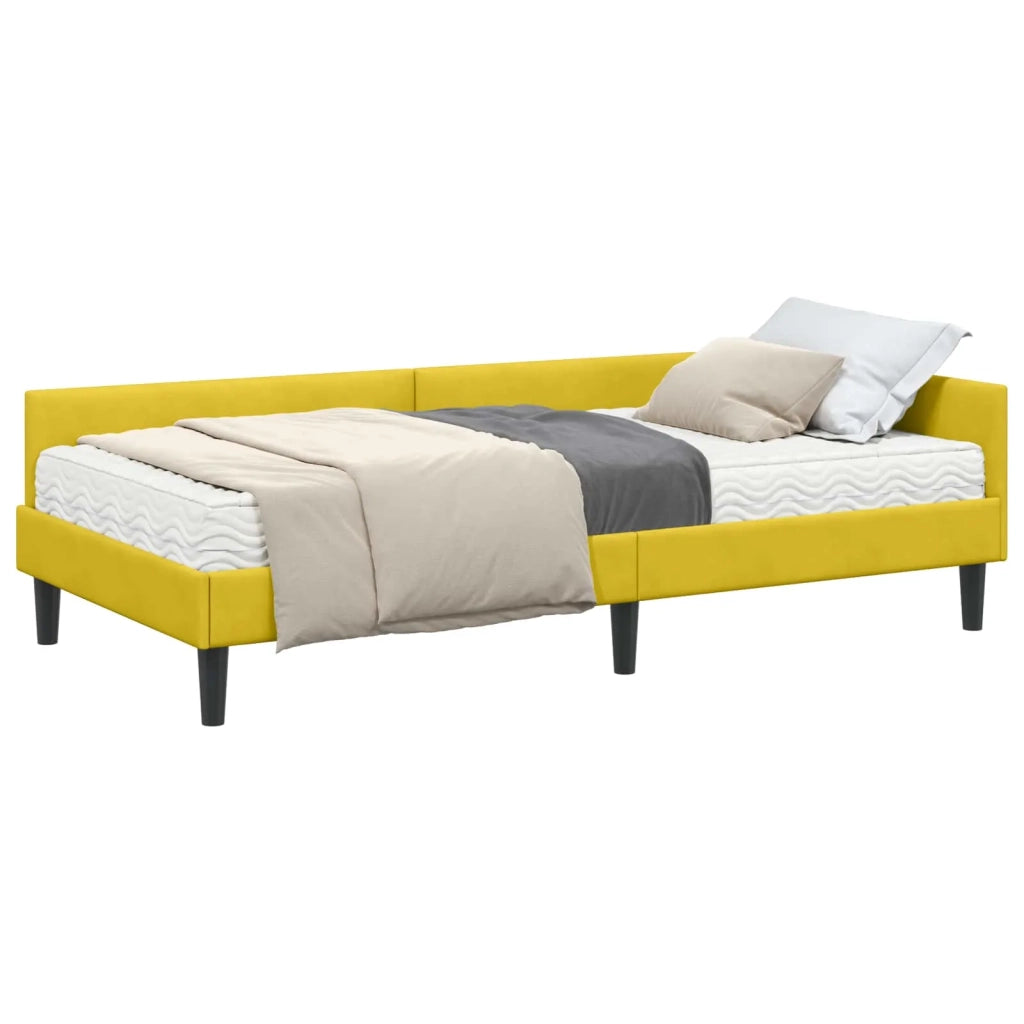 Struttura Letto Angolare con Materasso 2 pcs Giallo Velluto