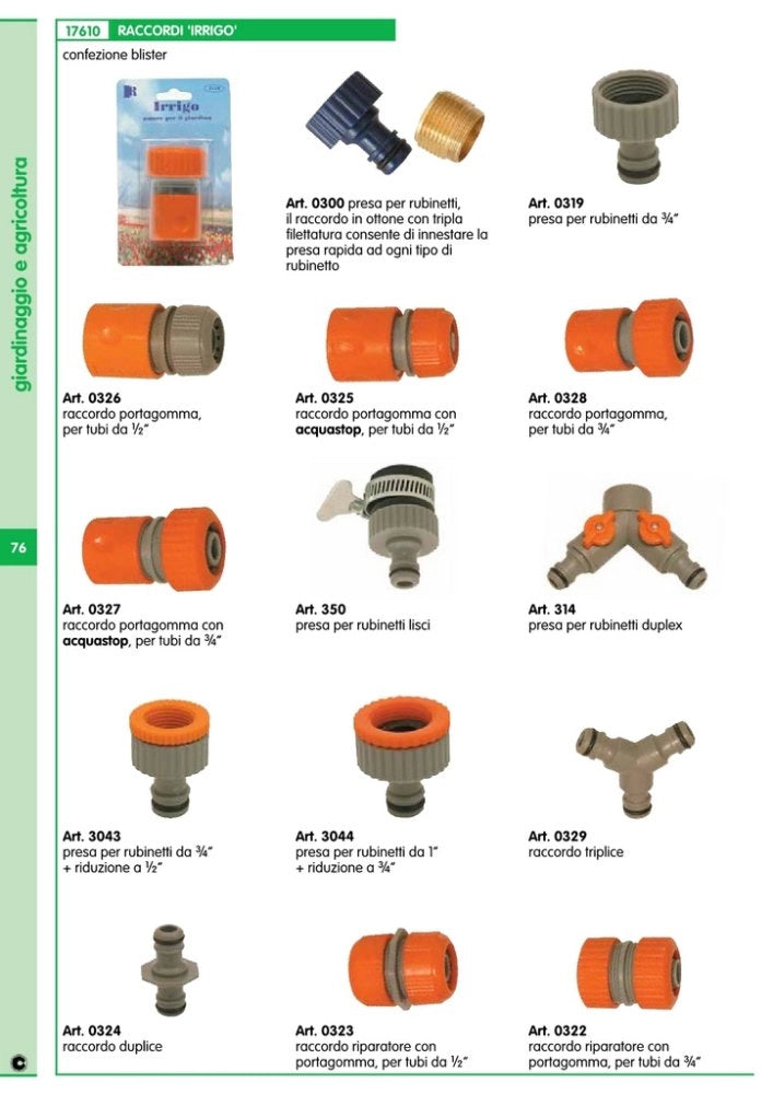 12blister irrigo art. 0323 raccordo riparatore con portagomma per tubi da 1/2 cod:ferx.10701