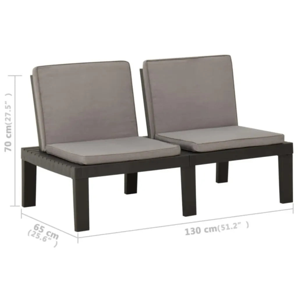 Set Divani da Giardino con Cuscini 3 pz | Set Salotto da Giardino in Plastica Grigio