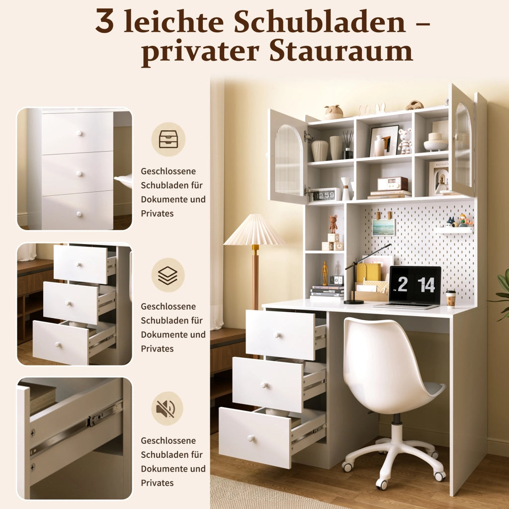 SCRIVANIA multifunzionale 100x55x180 cm MDF bianco