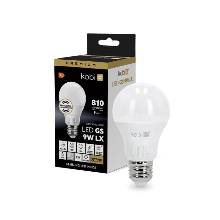 Bulbo LED E27 9W 4000K 810lm sensore movimento Kobi