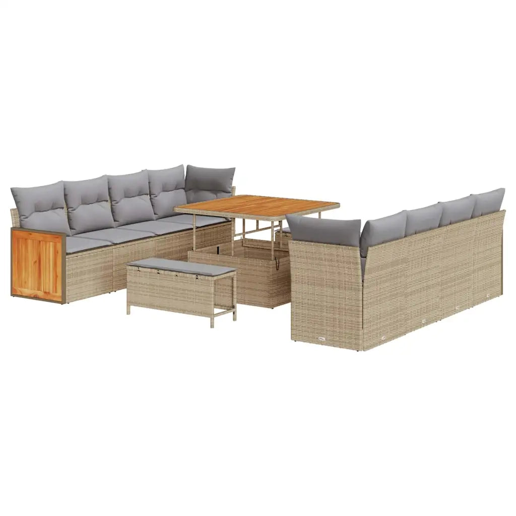 Set Divano da Giardino con cuscino 11 pcs Beige e Grigio Chiaro