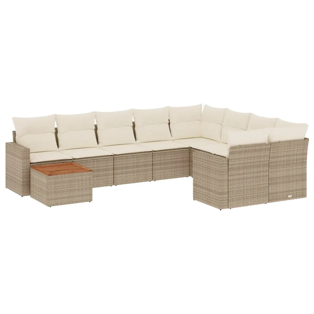 Set Divano da Giardino 10 pz con Cuscini Beige in Polyrattan 3224287