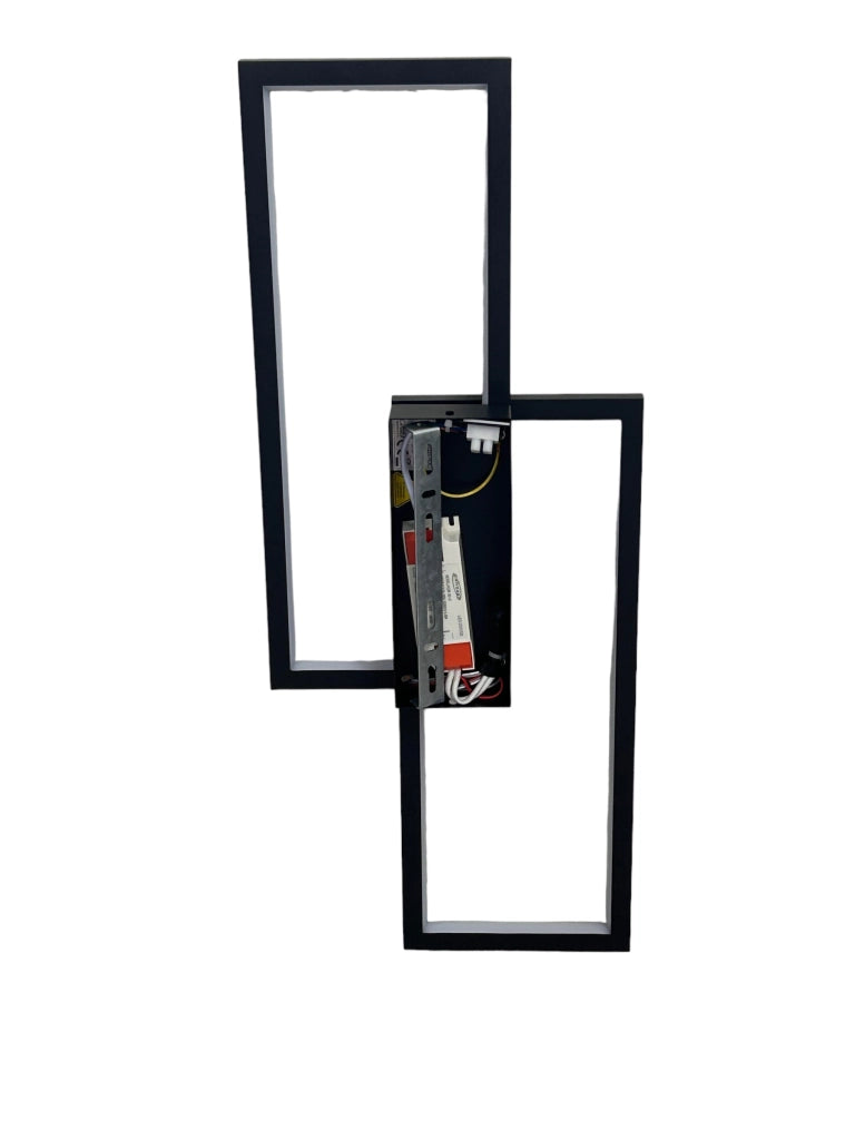 Applique Nera Lampada da parete per interni luce muro a LED 32W moderna con doppio rettangolo luminoso