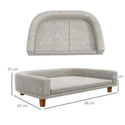 DIVANO PER CANI DI TAGLIA GRANDE CON CUSCINO SFODERABILE IN POLIESTERE E LEGNO 98X67X25 CM GRIGIO