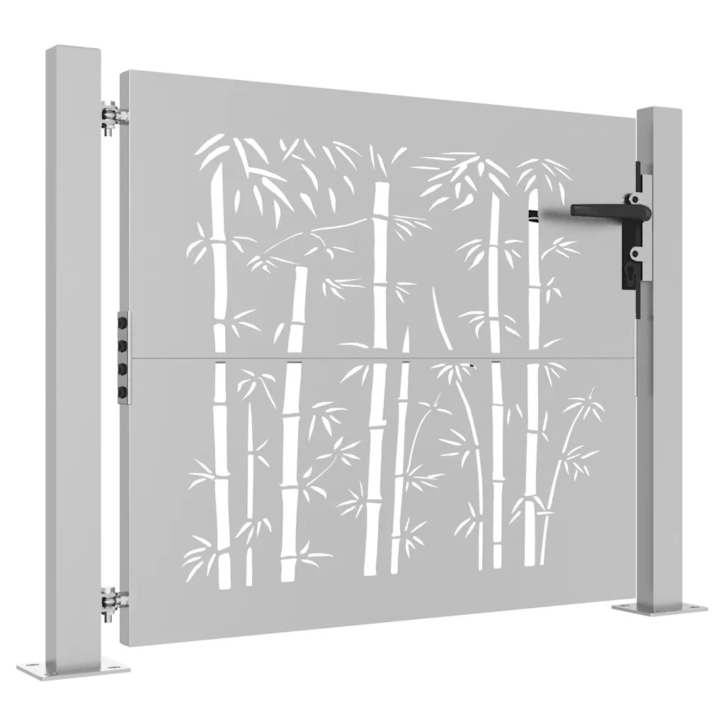 Cancello da giardino 100x100 cm in acciaio Corten e design in bambù 153239