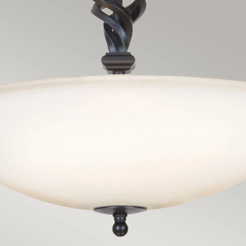 Plafoniera Pembroke nera 3 luci E14 Elstead vetro opale