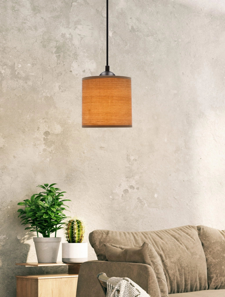 Lampada a sospensione Candellux Legno tessuto E27 Ø15