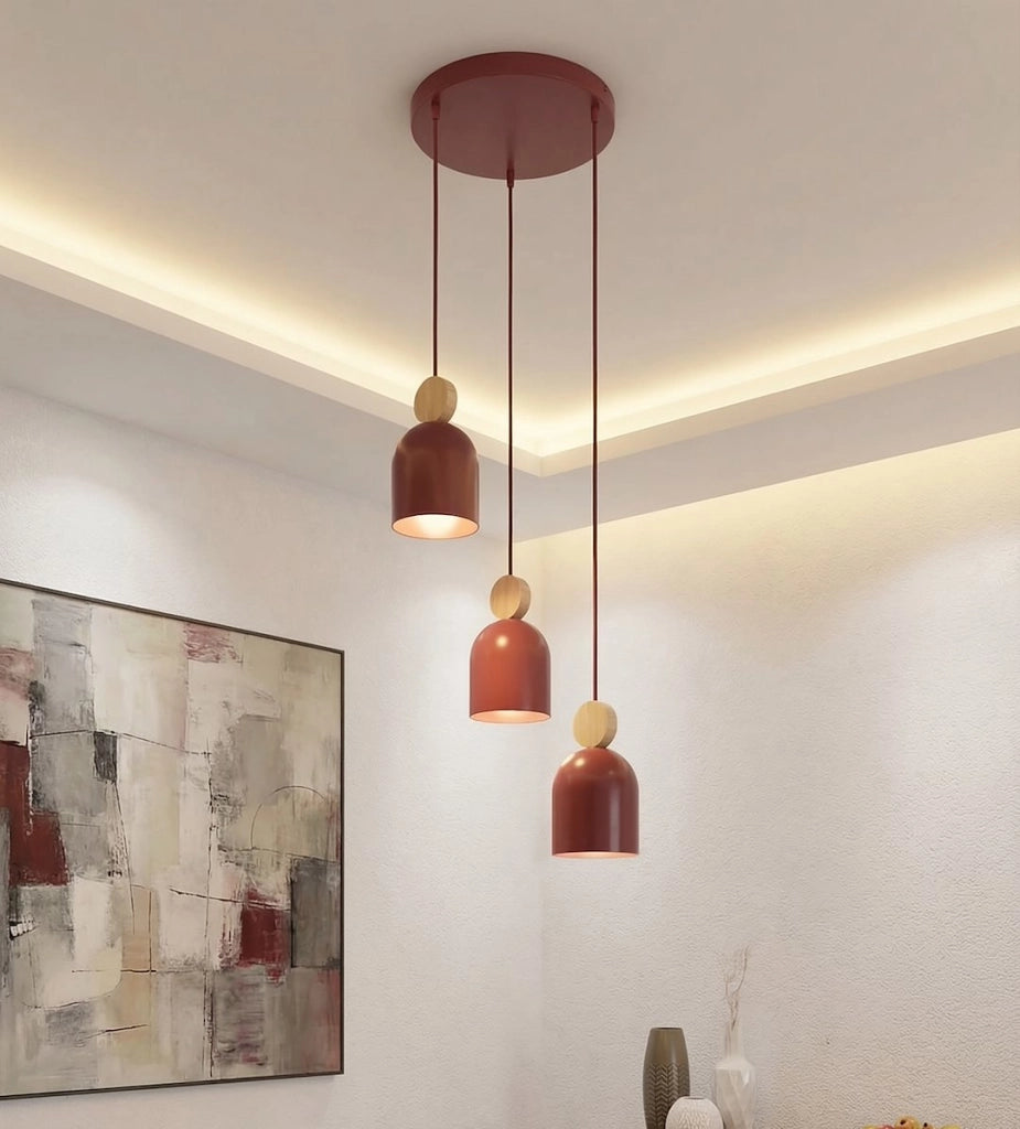 Lampada a sospensione MESI 3xGU10 bordeaux legno Emibig