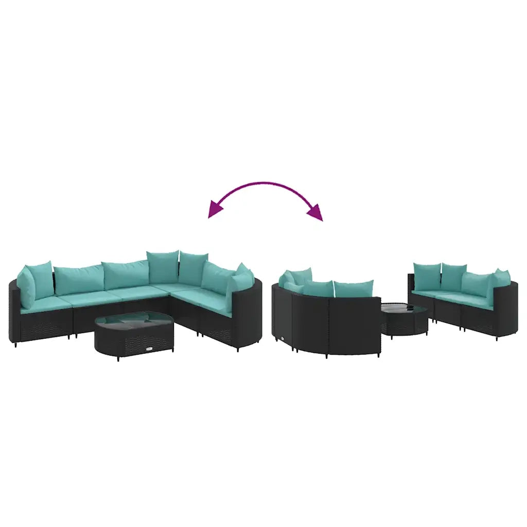 Set Divani da Giardino con Cuscini 7pz Nero Polyrattan 3308380