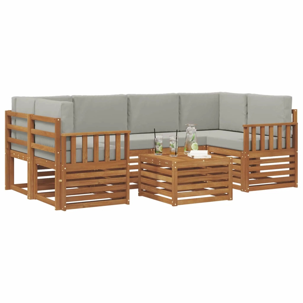 Set di divani da esterno 7 pcs Grigio Naturale e Chiaro 3374441