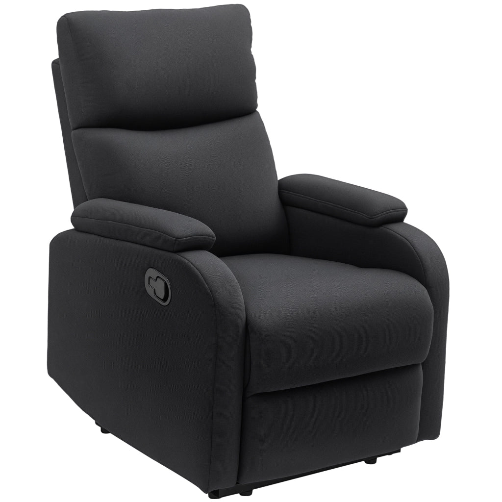 Poltrona Reclinabile con Poggiapiedi Imbottita in Tessuto ¨C Minimal ¨C Nero