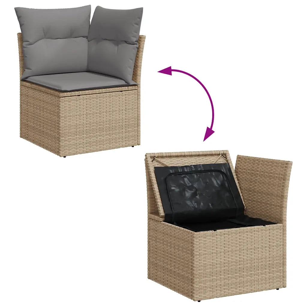 Set Divano da Giardino 5 pz con Cuscini Beige in Polyrattan 3325265