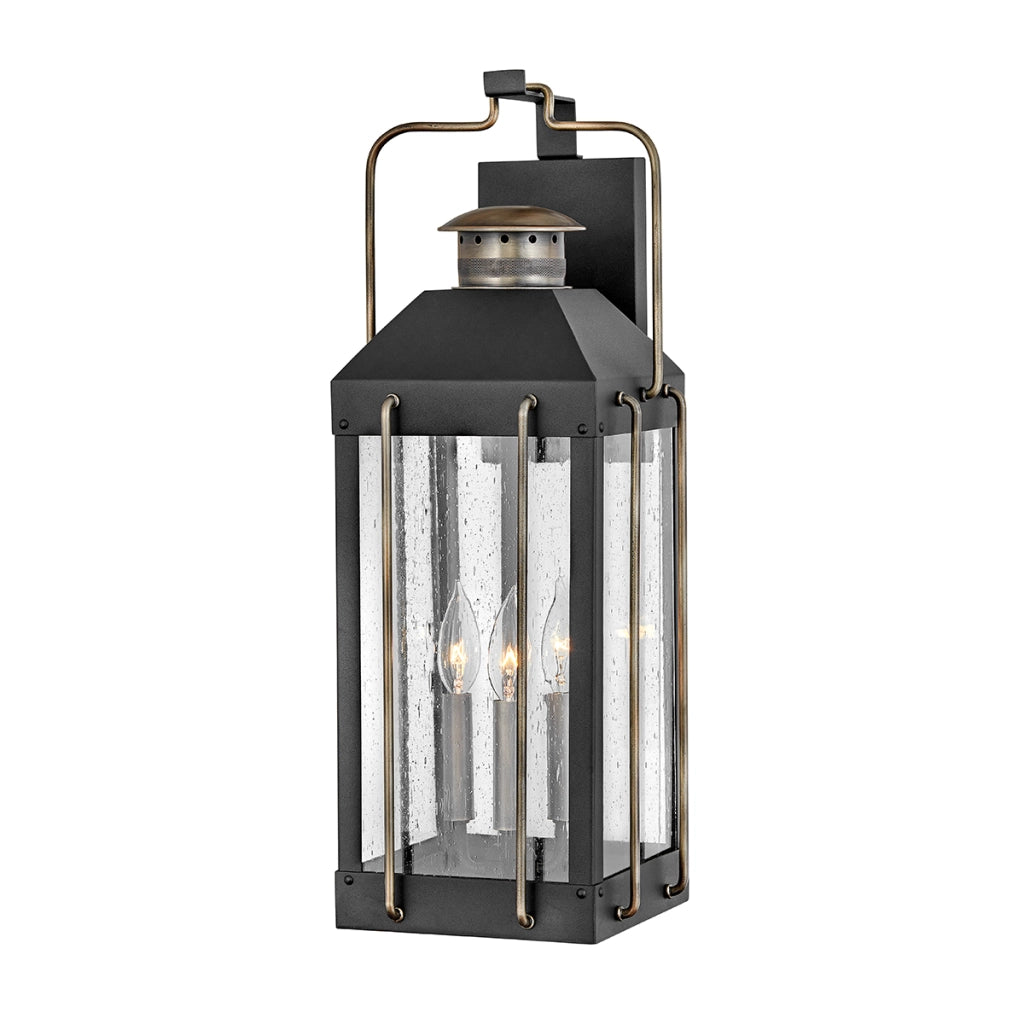 Applique esterno retrò nero E14 3x40W Fitzgerald Hinkley