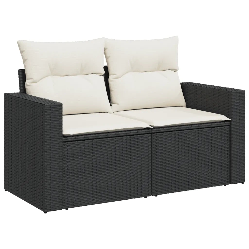 Set Divano da Giardino 6 pz con Cuscini-Sofa da Giardino-Divanetto da esterno Nero in Polyrattan 372398