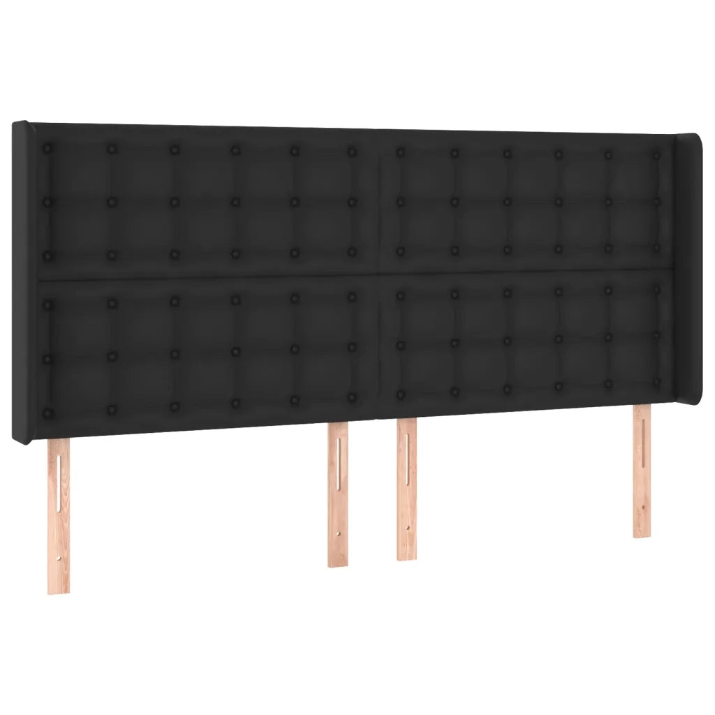 Testiera ad Orecchio-Testata con Orecchie Nera 203x16x118/128 cm in Similpelle 760137