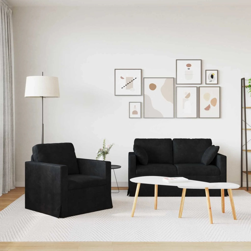 Set di divani 2 pcs Nero 138 x 78 x 80 cm Velluto 3407513
