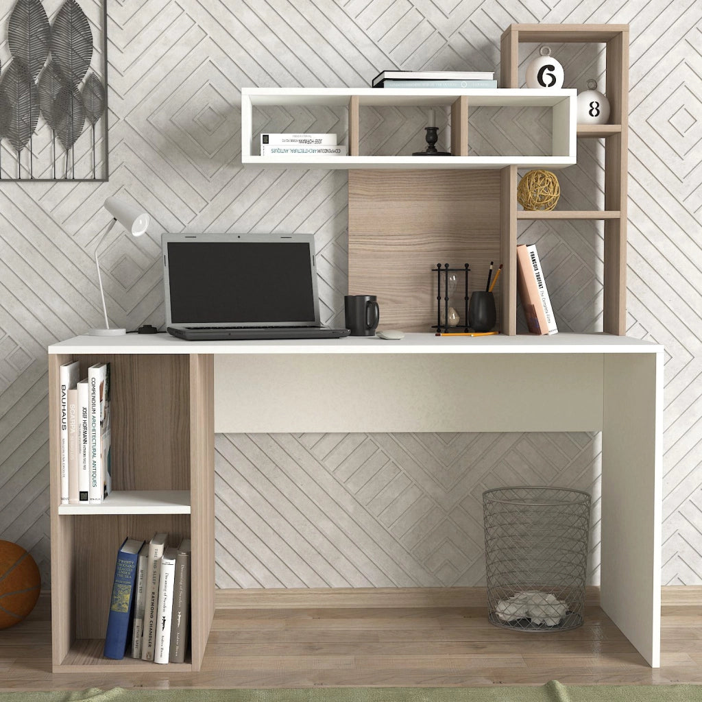 Bureau en bois "Corallo" - 140 x 60 x 153 cm - Cordoue blanche