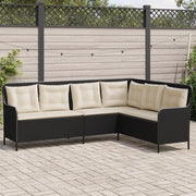 Divano da Giardino a L con Cuscini Nero in Polyrattan 369000