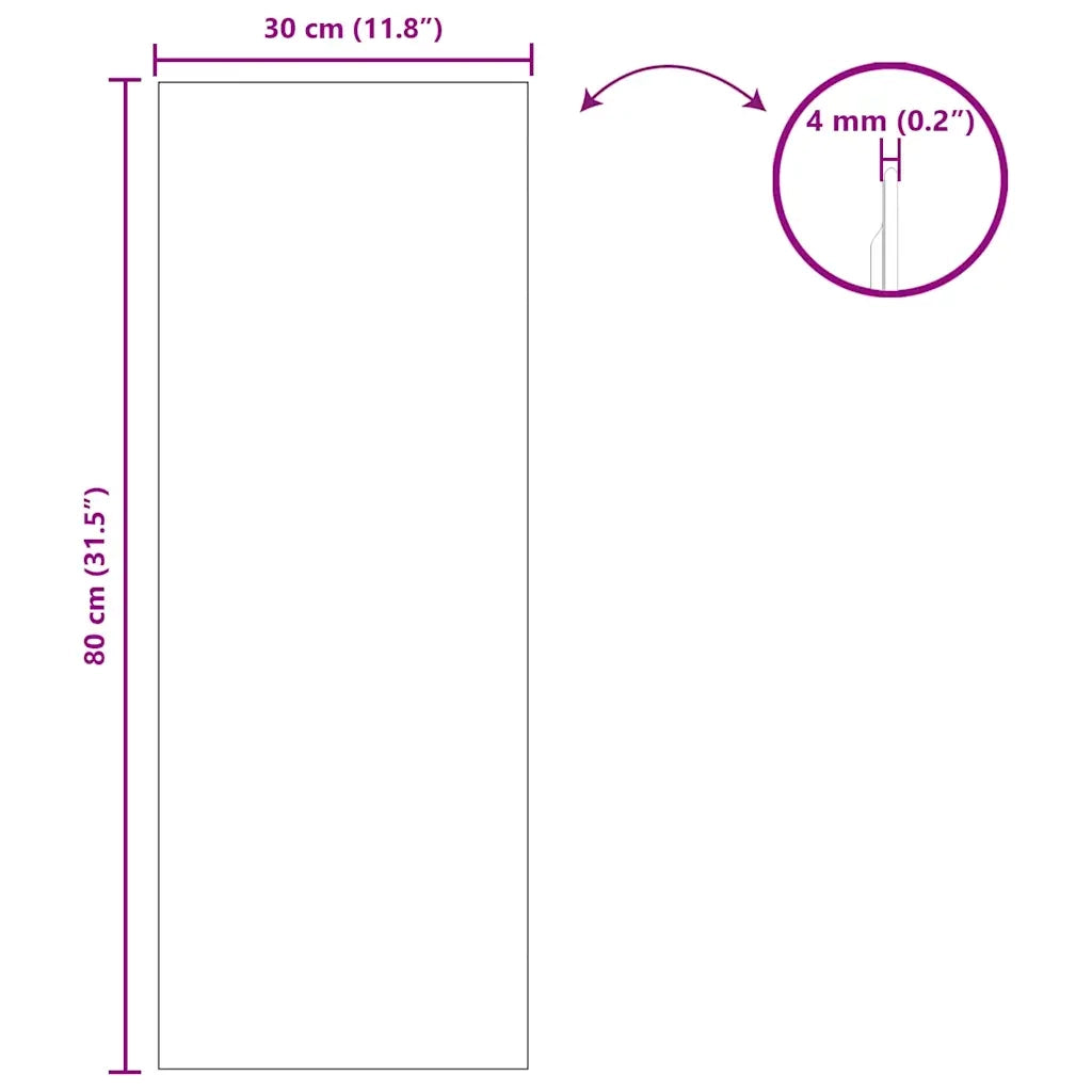 Specchio da parete Rettangolare 30 x 80 cm vetro temperato 42023021