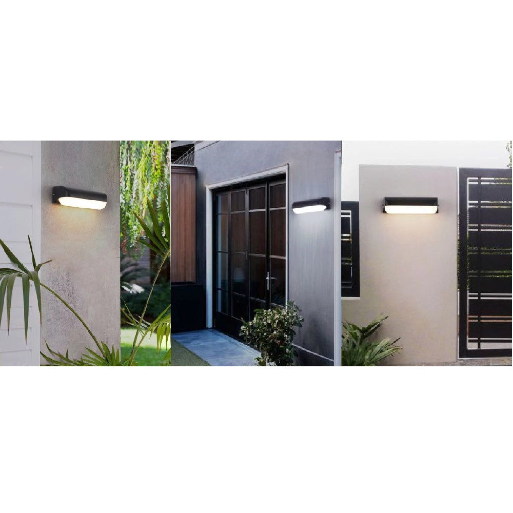 Trade Shop - Applique Nero Da Esterno 12 Watt Luce Calda Fredda Naturale Es63 -