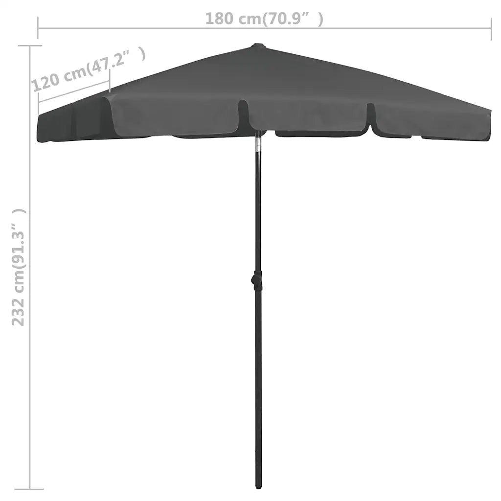 Ombrello | Parasolne da Spiaggia Antracite 180x120 cm