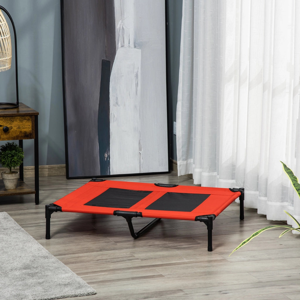 Letto per Cani Gatti Portatile con Zona a Maglia ¨C Zephmum ¨C Rosso 91.5x76.2x18 cm