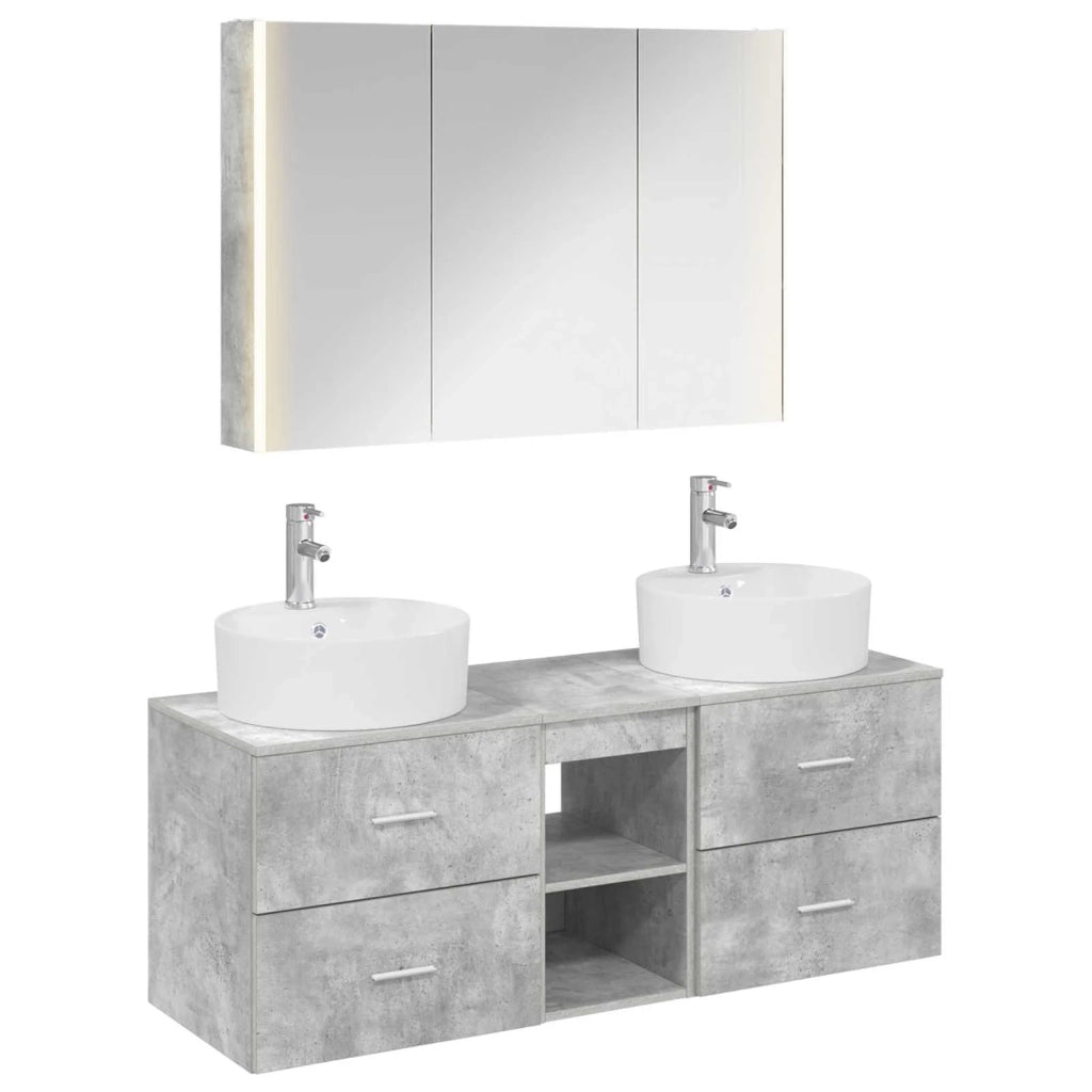 Set di mobili per il bagno 4 pz Grigio Cemento 3406906