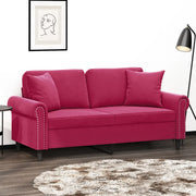 Divano a 2 Posti con Cuscini-Sofa 2 Posti con Cuscini Rosso Vino 140 cm in Velluto 321435