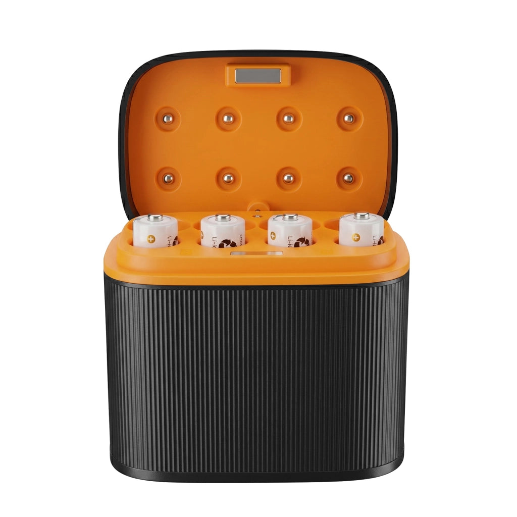 Caricabatterie Batterie AA e AAA 8 Slot con 4 Pile AAA Litio 1.5V Nero / Arancione LinQ