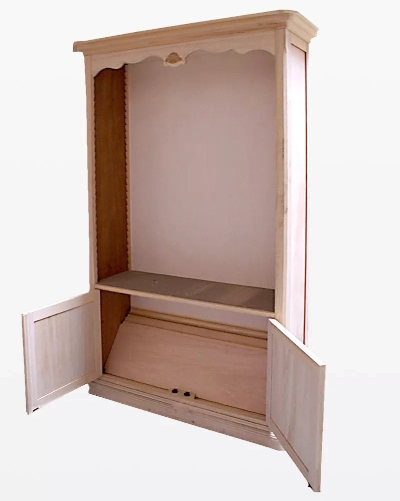 Libreria sagomata con 3 ripiani legno grezzo 120x42x207 - Mobili 2G