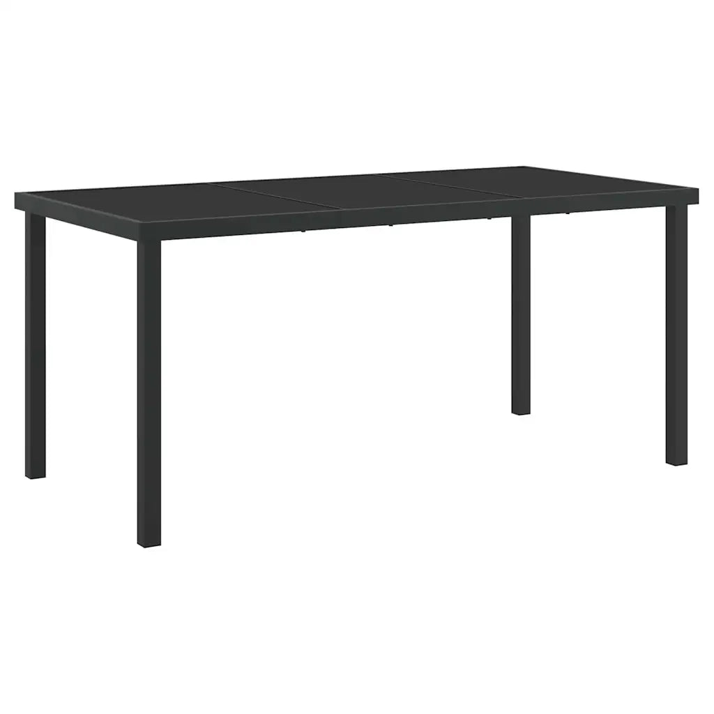 Set da Pranzo per Giardino 7 pcs Nero e Grigio Chiaro