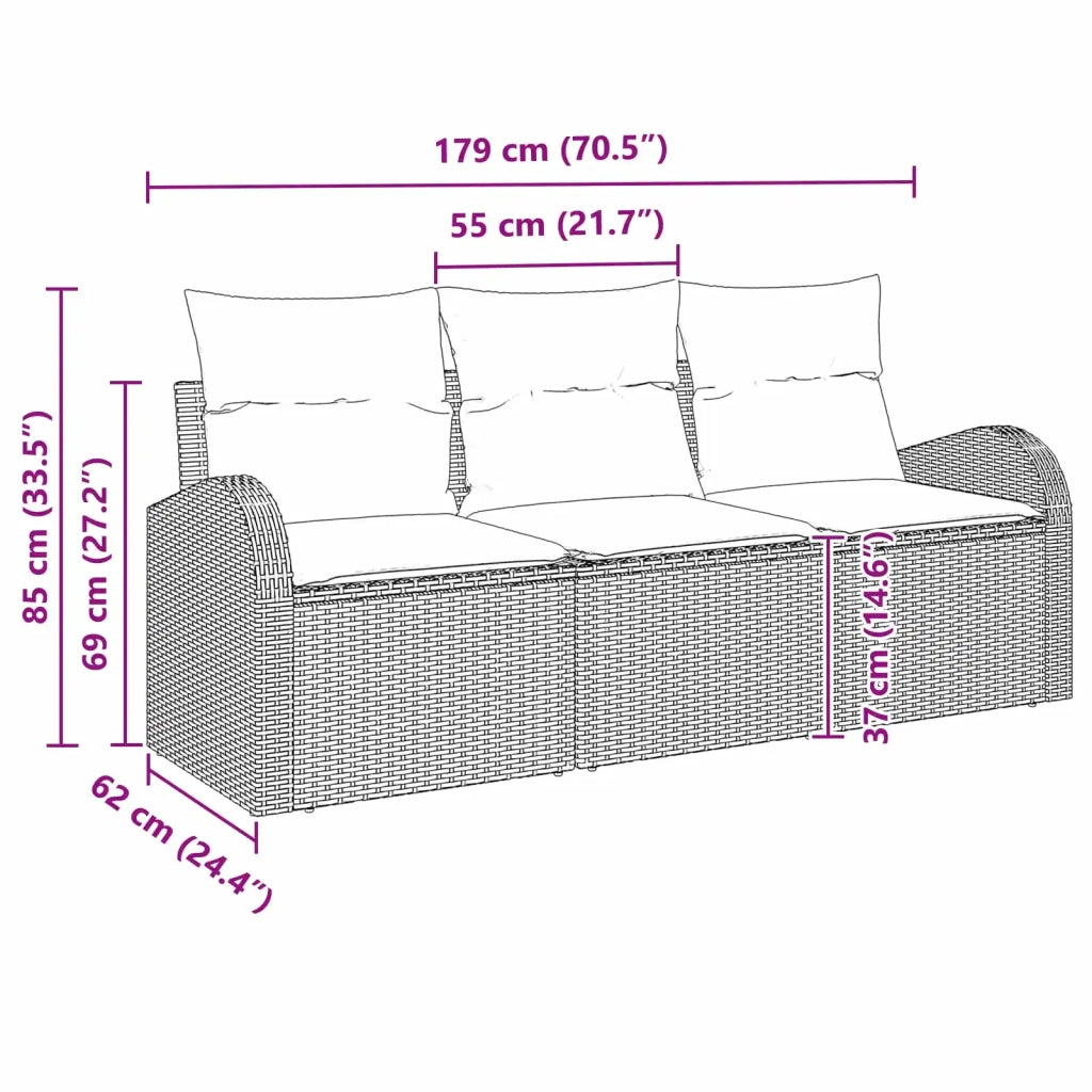 Set Divano da Giardino Marrone polyrattan 3345904