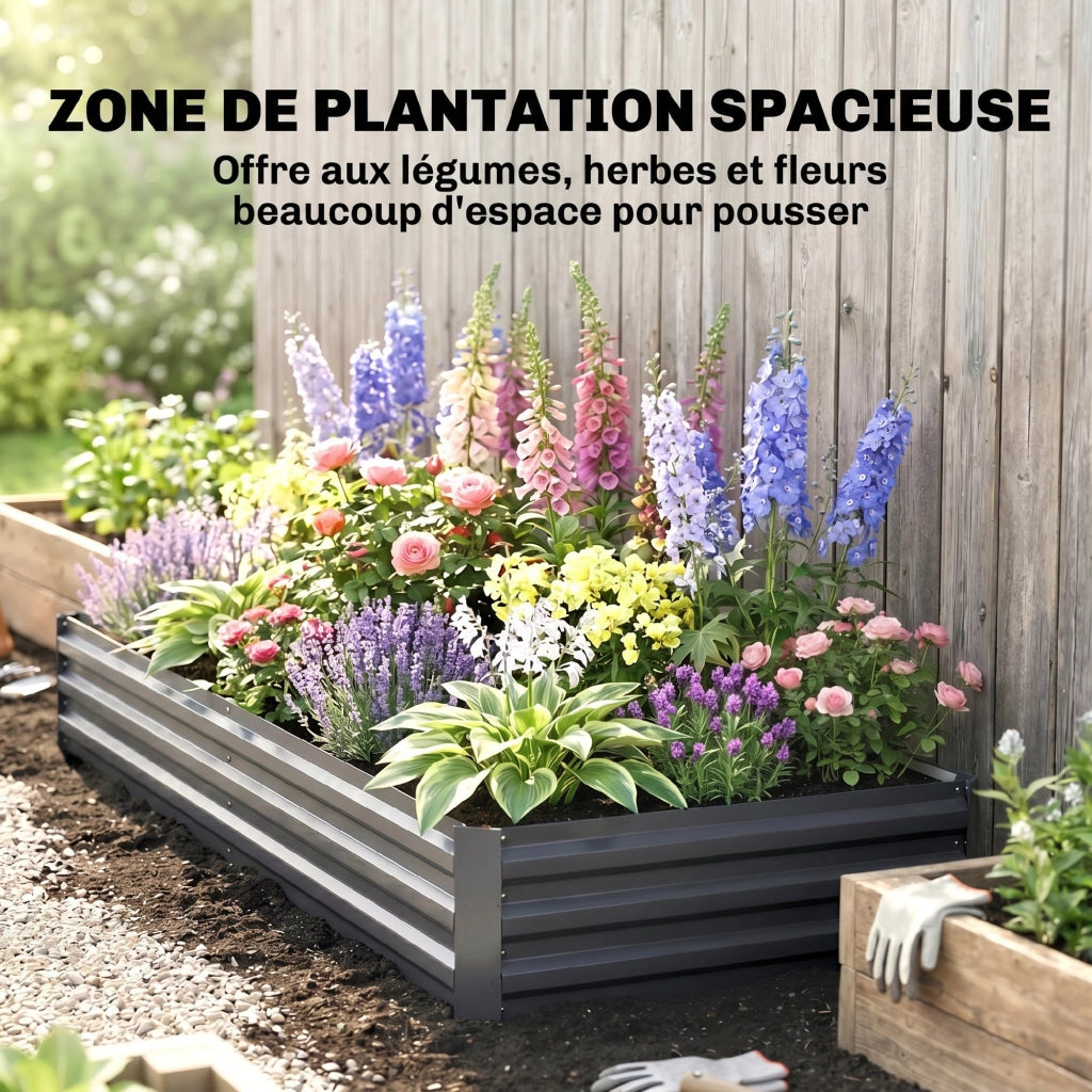 Letto da giardino rettangolare ¨C Minimal ¨C grigio acciaio ondulato 241x90x30 cm