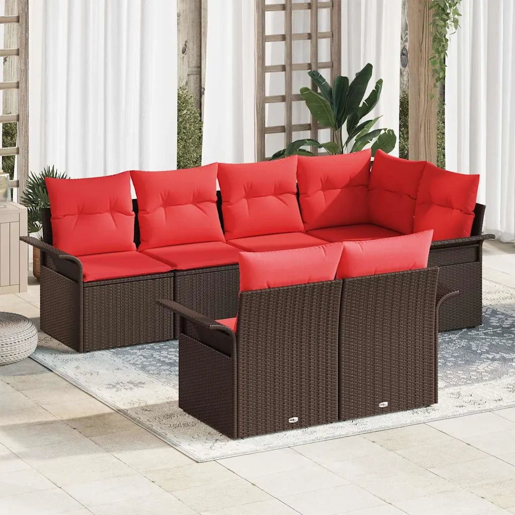 Set Divano da Giardino con cuscino 7 pcs Marrone polyrattan 3345404