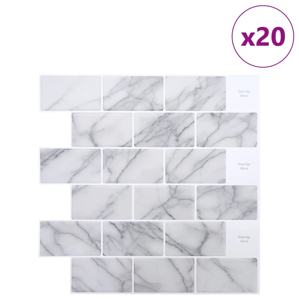 Piastrella subway 20 pcs Marmo Bianco 30 x 30 cm 42046130