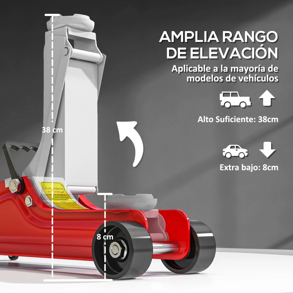 Cricco Idraulico 2,5T ¨C Minimal ¨C Rosso, Altezza 80-380 mm