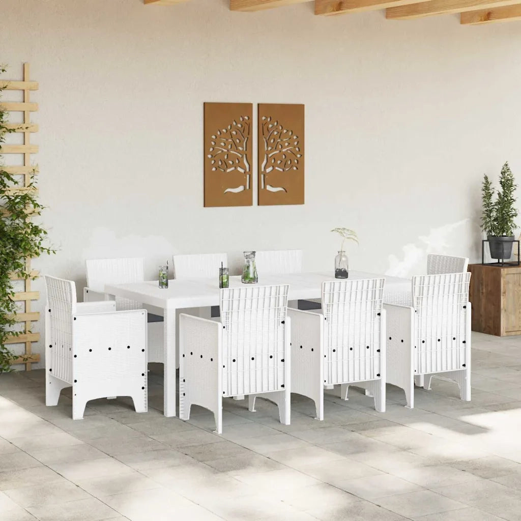 Set da Pranzo per Giardino 9 pcs Bianco Polipropilene