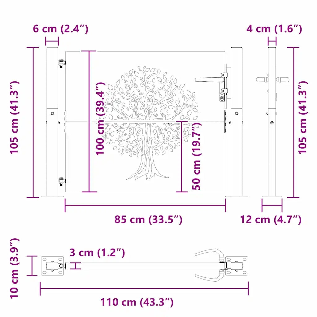 Cancello da giardino con blocco Nero 110 x 105 cm 42015884