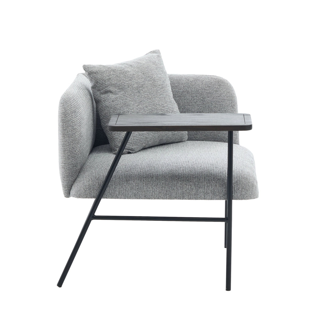 Poltrona singola moderna grigia in ciniglia con tavolino 86x72x71 cm