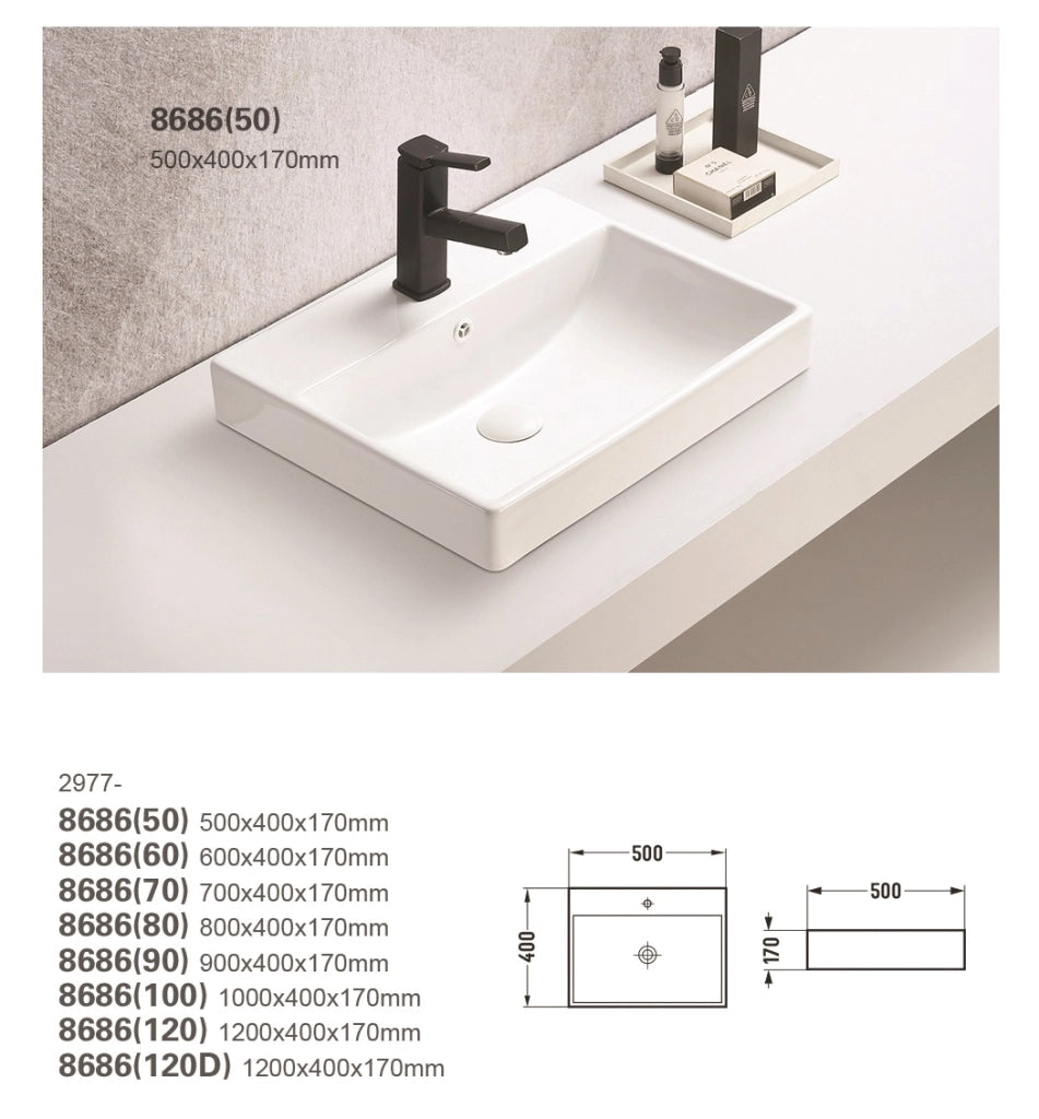Lavabo per mobile a una vasca 50 cm Lavabi per mobile 50 x 17 x 40 cm