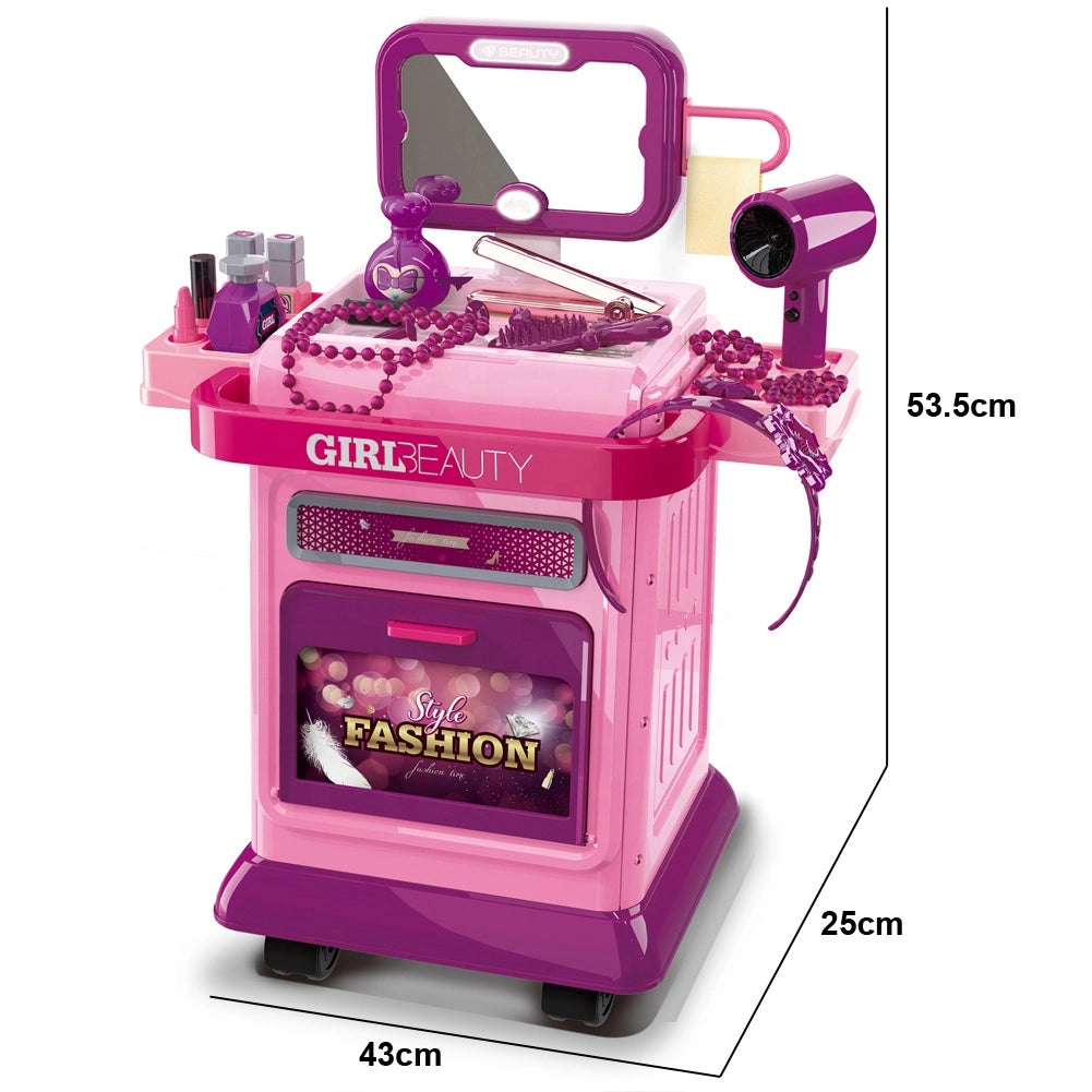 Carrello Trucco per Bambine con Accessori Postazione Make up Gioco Idea Regalo
