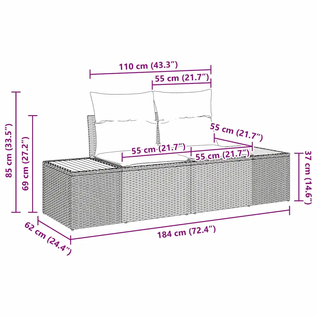 Set Divano da Giardino con cuscino 7 pcs Grigio polyrattan 3348130