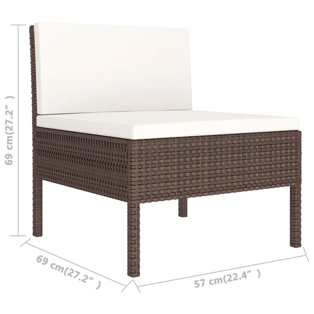 Set Divani da Giardino 8 pz con Cuscini in Polyrattan Marrone 3094543