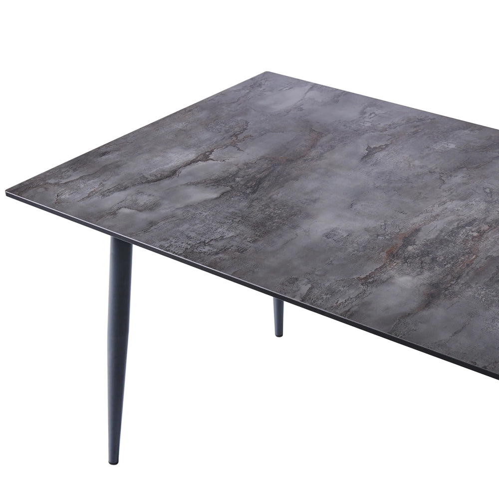 Tavolo da giardino con piano in HPL grigio e struttura in alluminio grigio scuro resistente ai raggi UV all'acqua  per esterni, in stile moderno