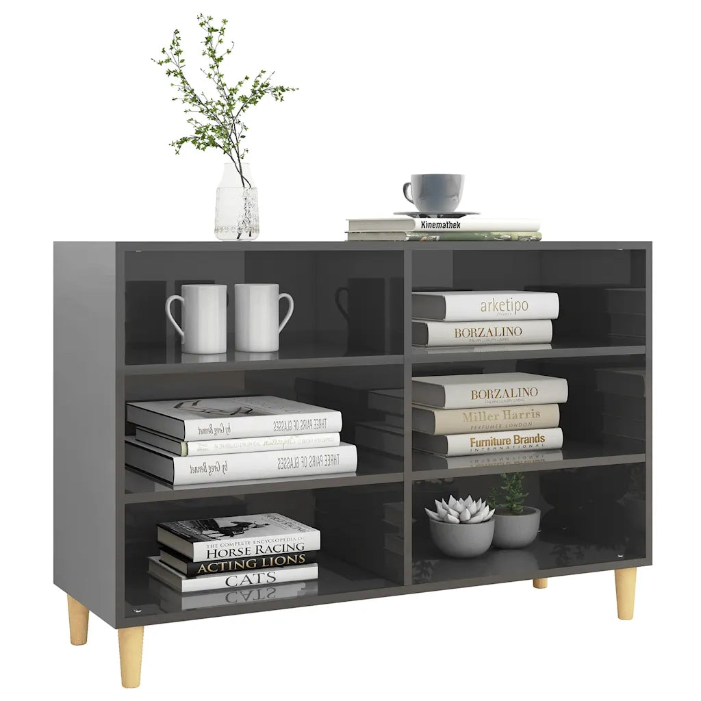 Credenza-Buffet-Armadio da cucina Grigio Lucido 103,5x35x70 cm in Legno Multistrato 926391